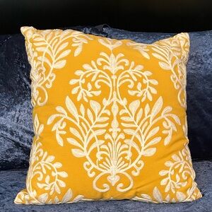 Stratford Home Appliquéd Damask Decorative Pillow Yellow/White 20"